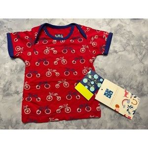NEW! NWT Kickee Pants Bamboo Red Tricycle Baby Boy Shirt, Size 3-6 months